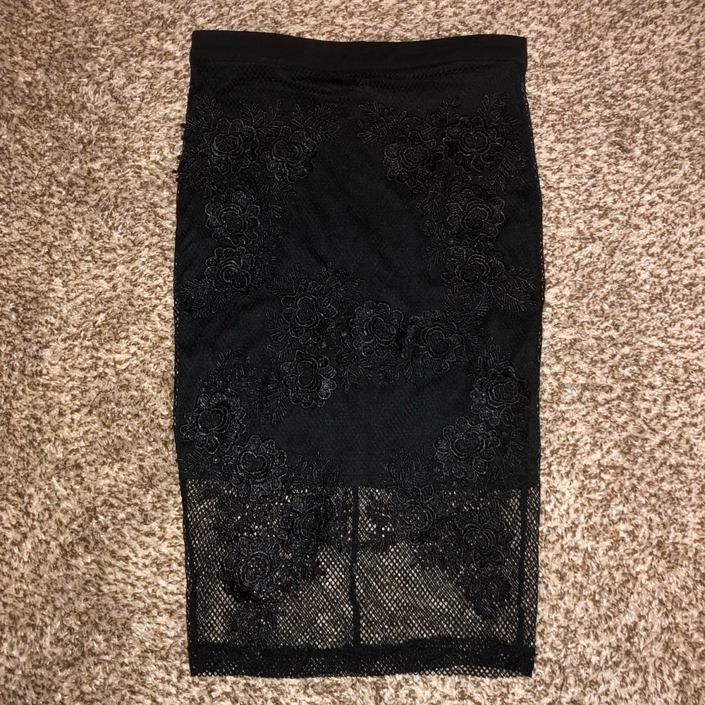 Charlotte Russe Black Lace Pencil Skirt